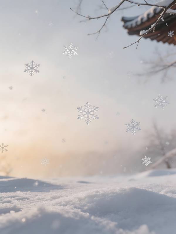 雪落屋檐静谧时图片