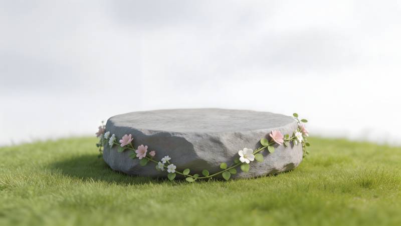 花环石台静谧景图片