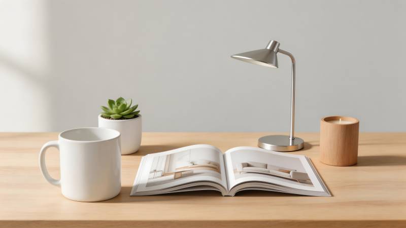 简约书桌一角图片