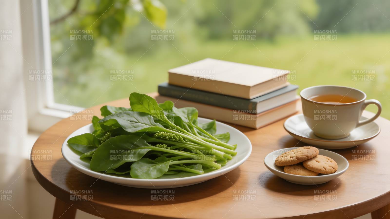 窗边静谧茶点时光图片