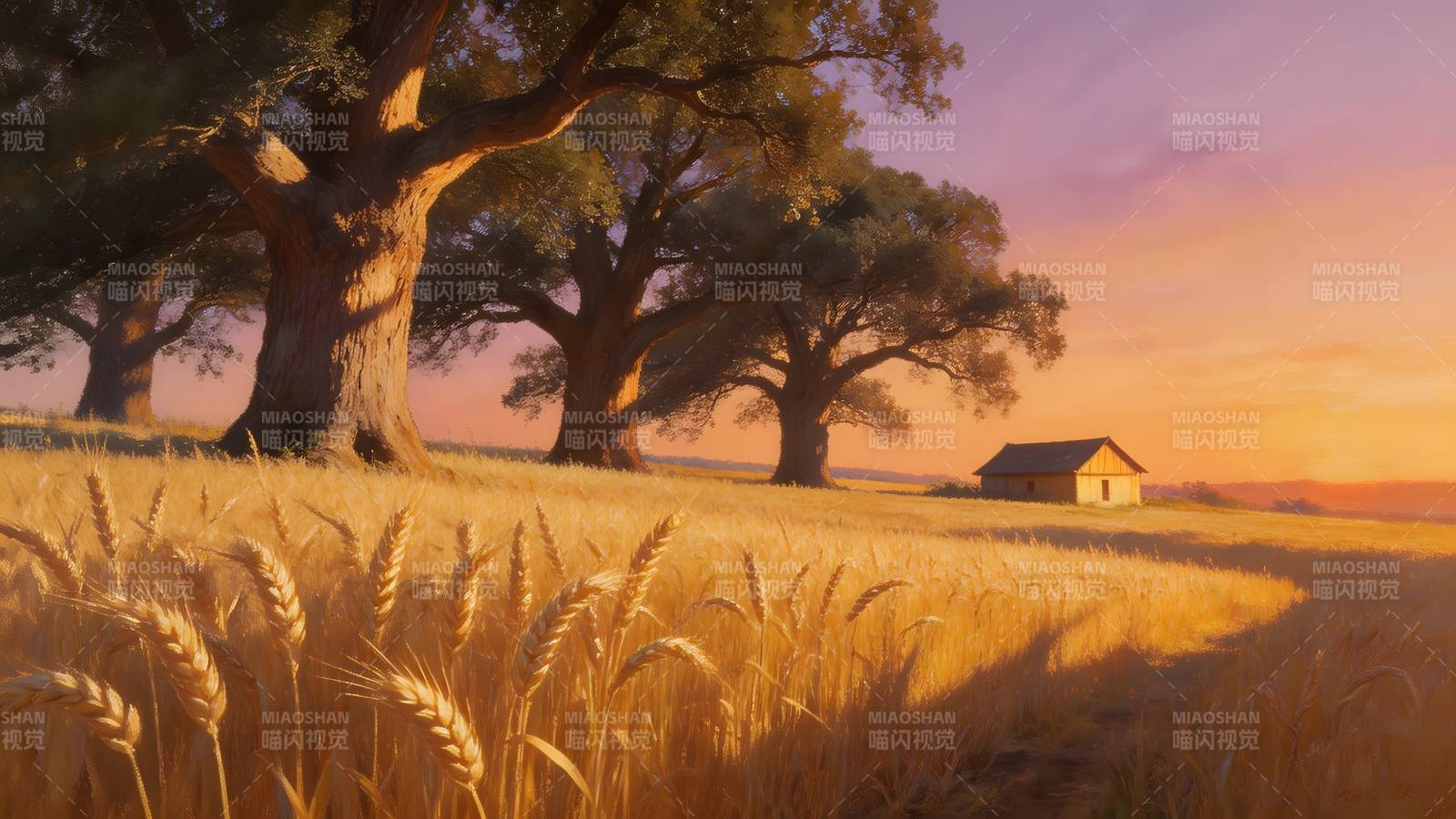 麦田暮色图片