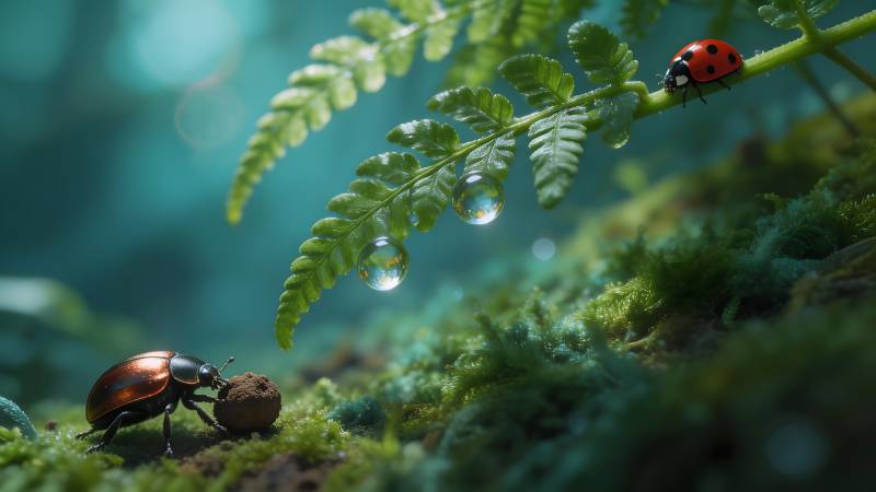 瓢虫与露珠共舞图片