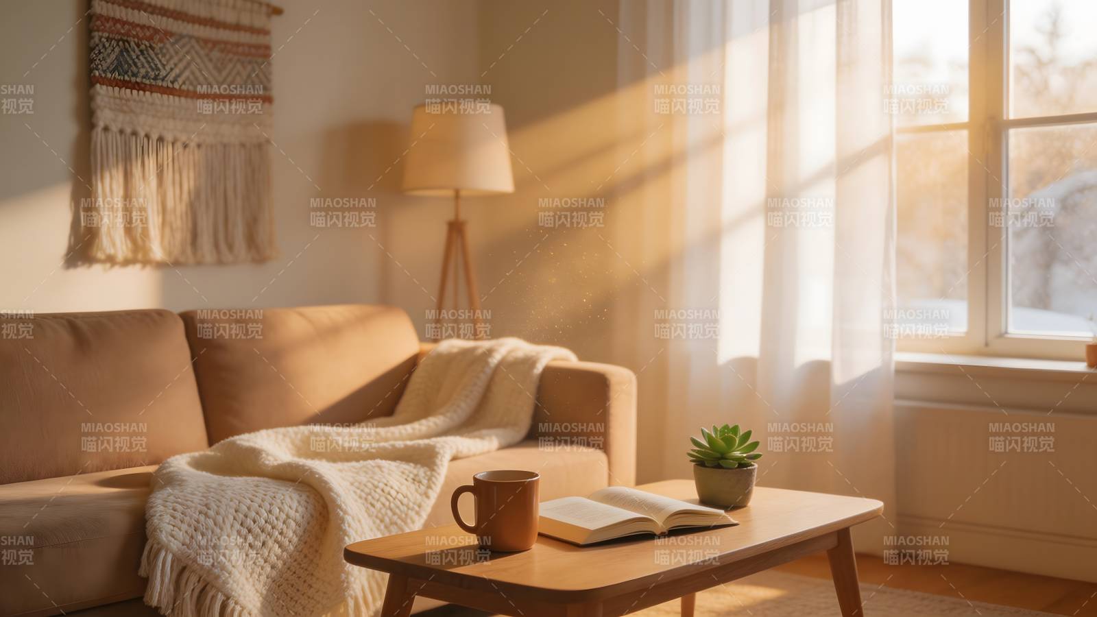 阳光洒满温馨客厅图片