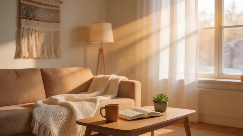 阳光洒满温馨客厅图片