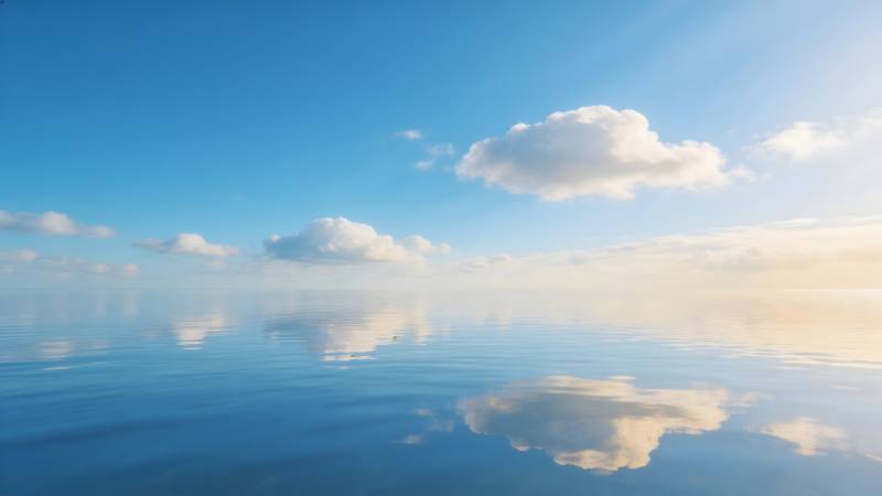 湖天一色云影图片