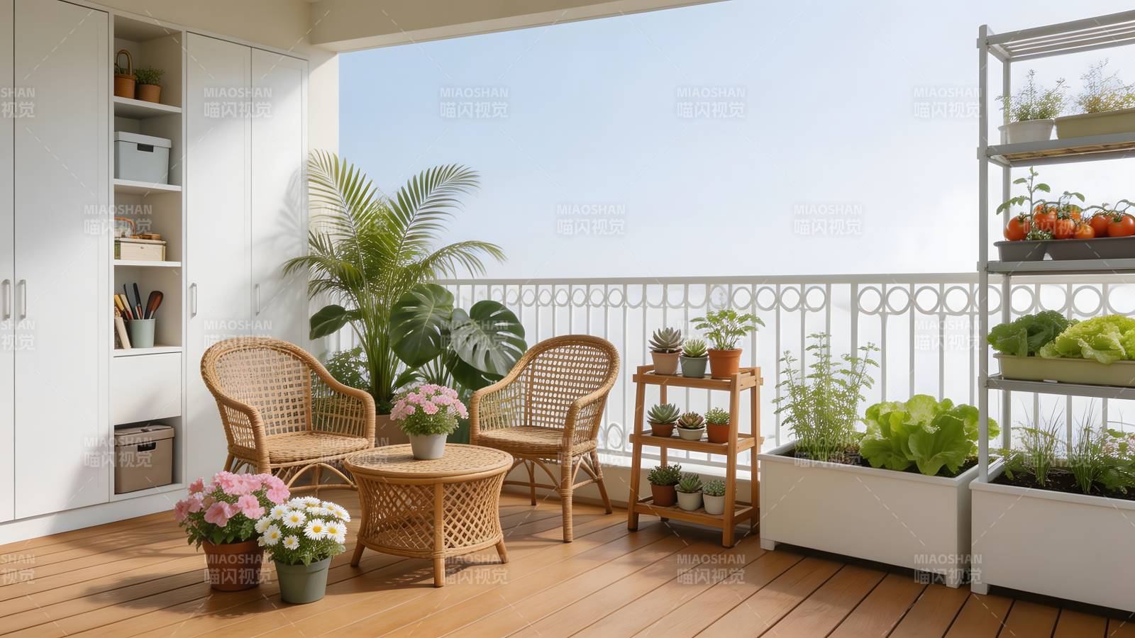 阳台绿植休闲区图片