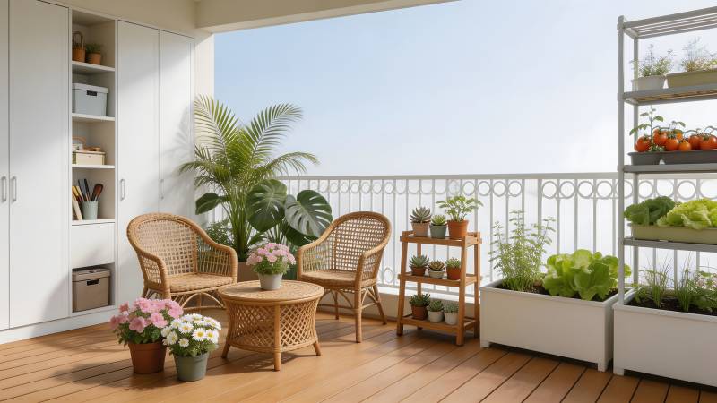 阳台绿植休闲区图片
