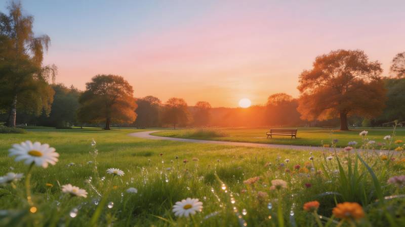 晨曦公园美景图片