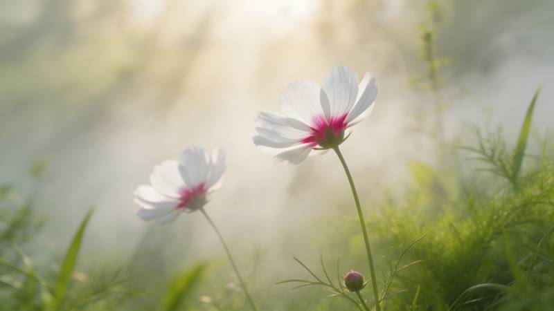 晨光中的波斯菊图片