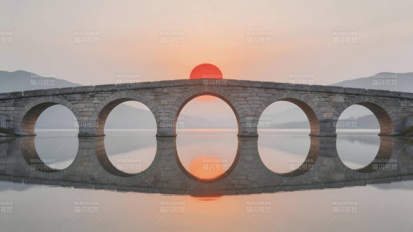 拱桥映日图片