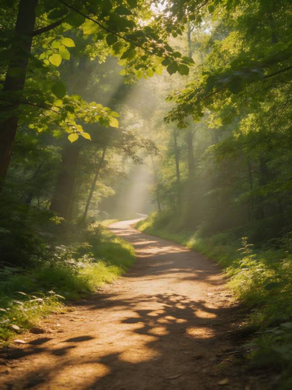 林间晨光小径图片