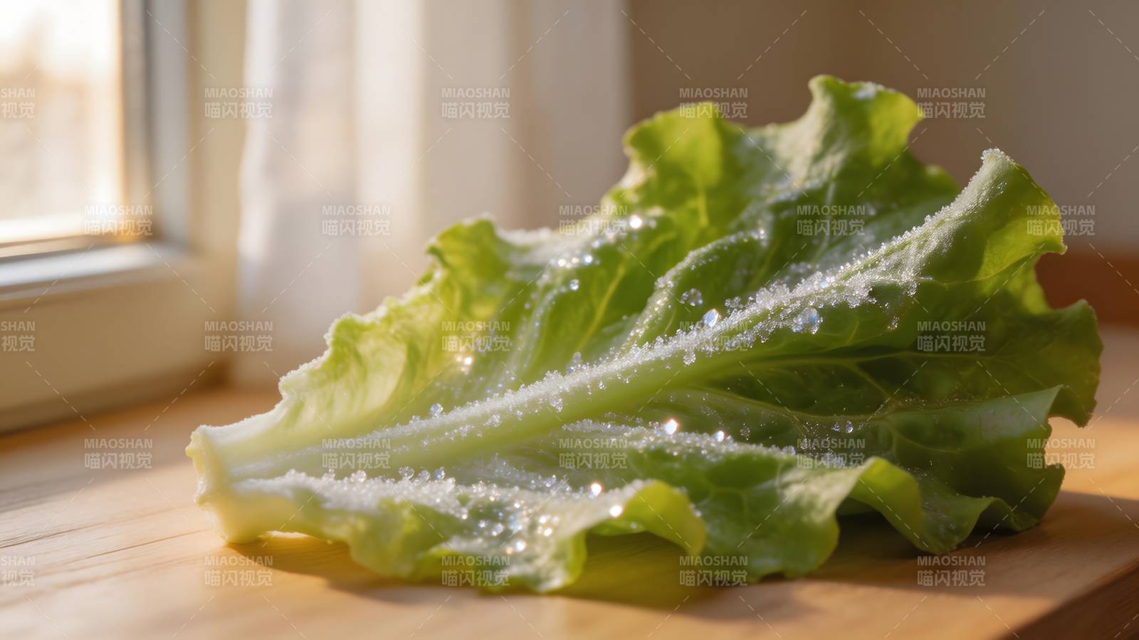 晶莹生菜叶图片