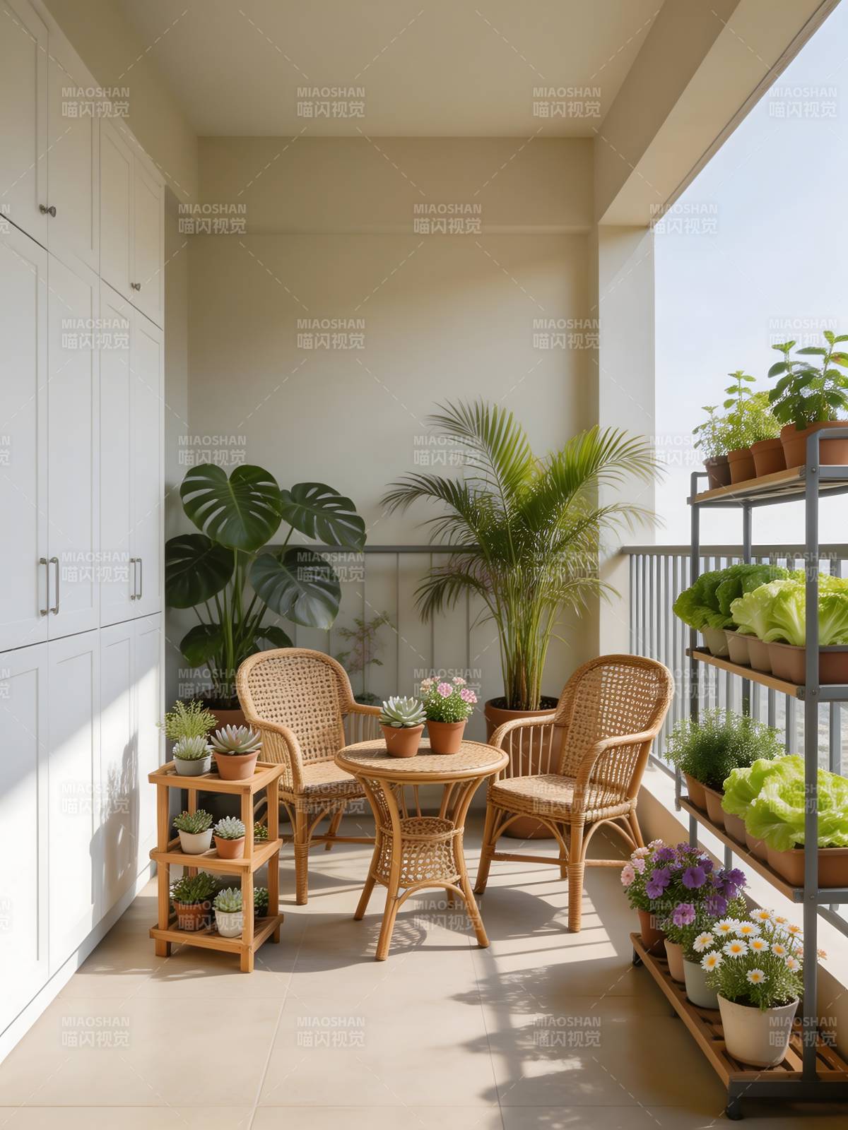 阳台绿植小憩角图片