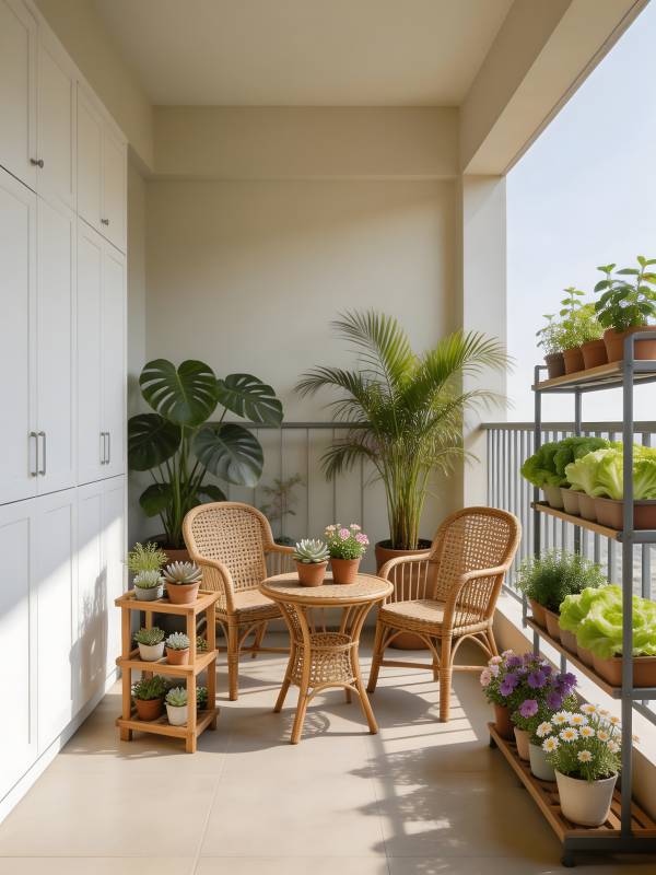 阳台绿植小憩角图片