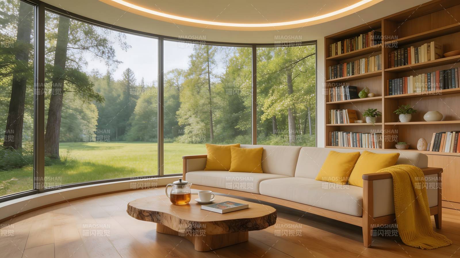 温馨书房 窗外绿意盎然图片