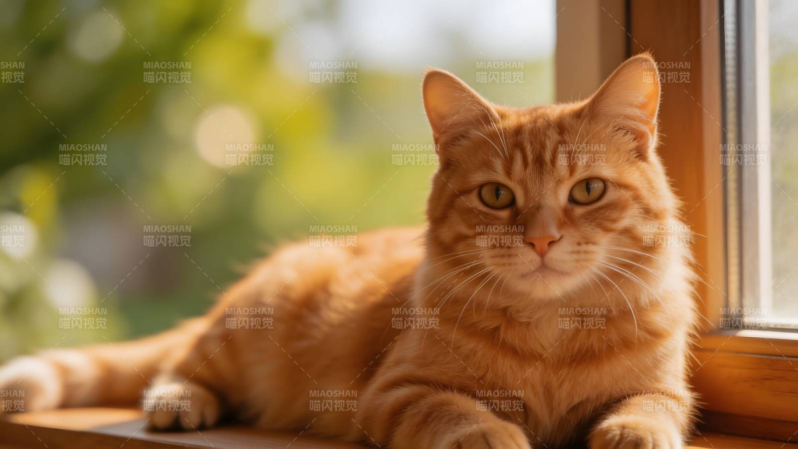 窗边橙猫静卧图片