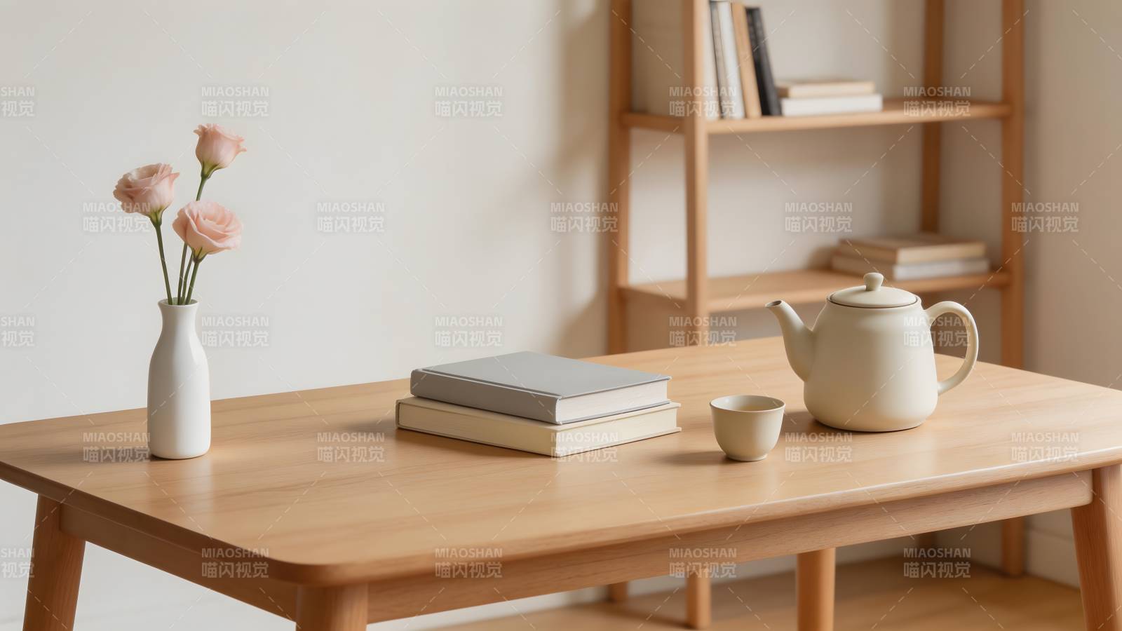 简约木质茶桌静物图片