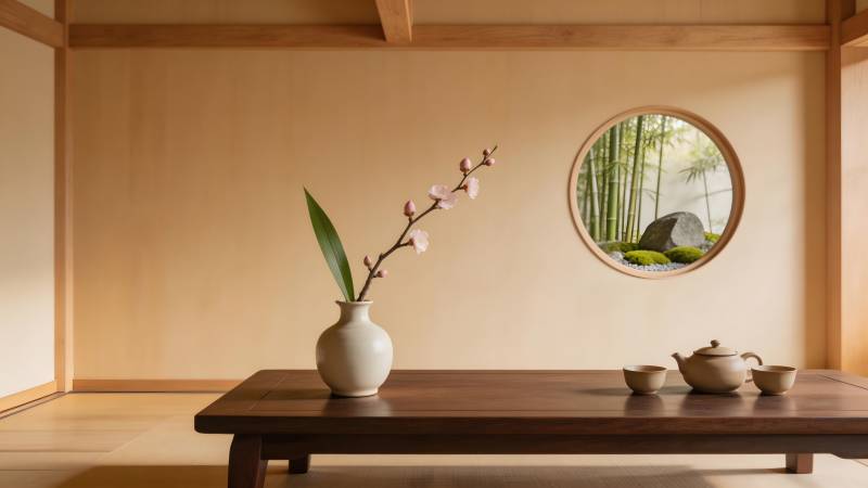 禅意茶室静谧景图片