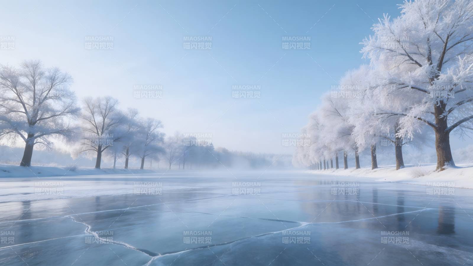 冬日冰湖静谧景图片