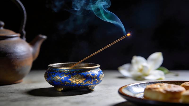 香烟袅袅 静谧茶香图片