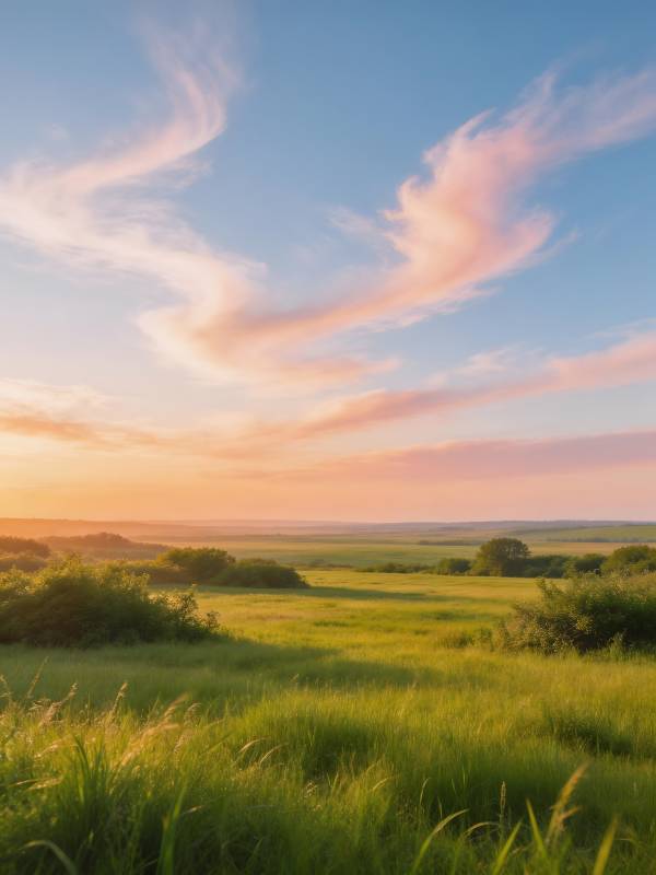 草原日落美景图片