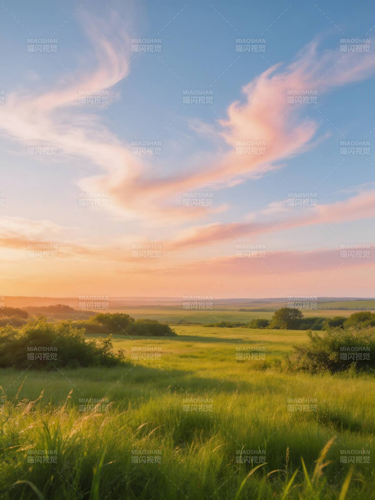 草原日落美景图片