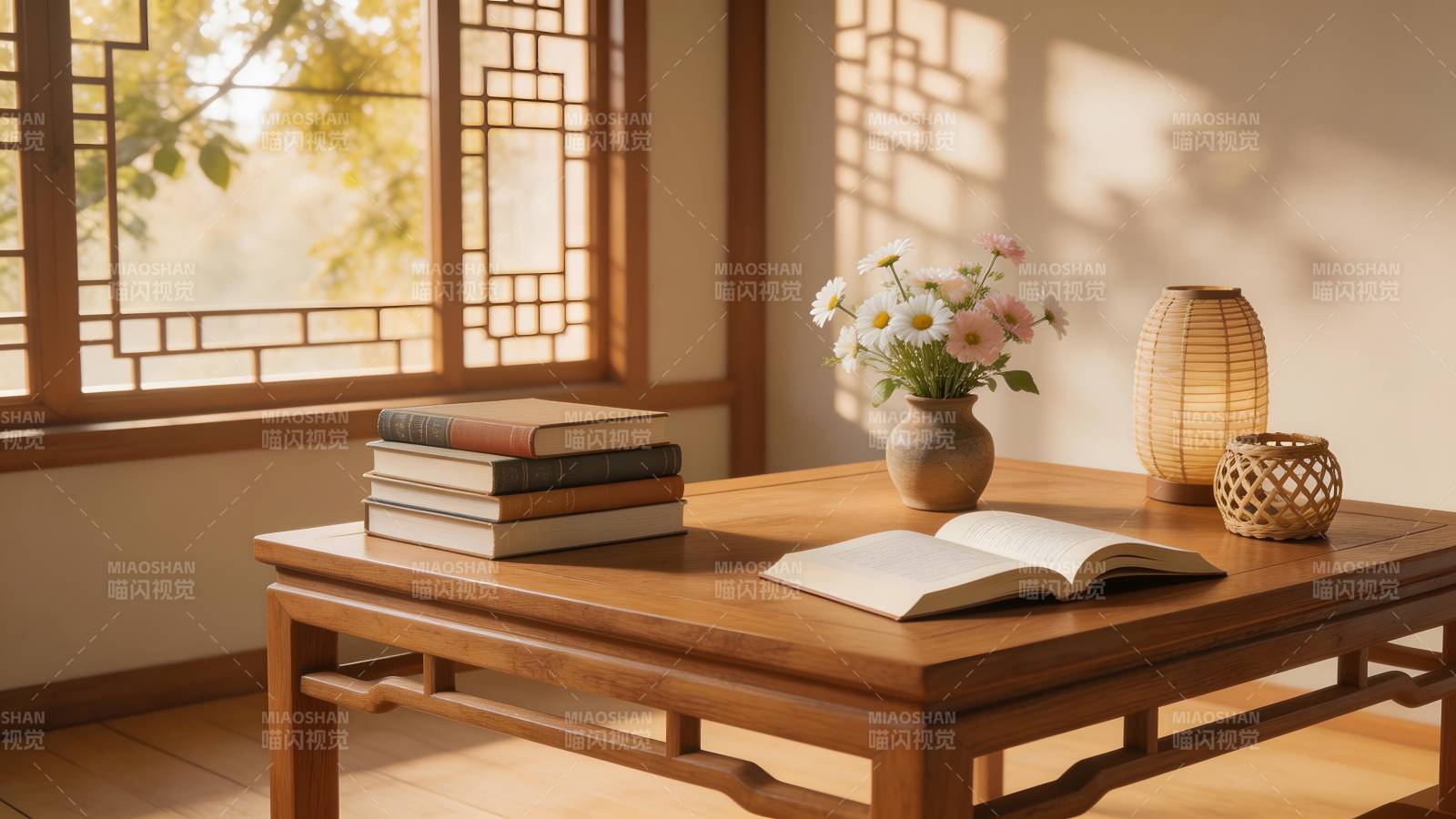 静谧书桌一角图片