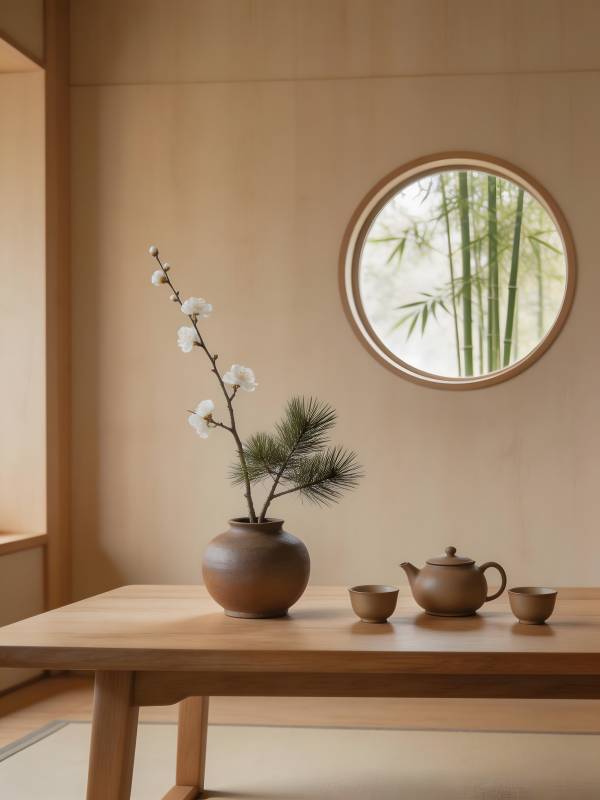 禅意茶室静谧景图片