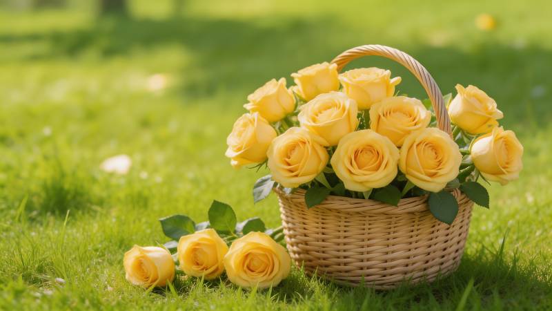 黄玫瑰花篮图片
