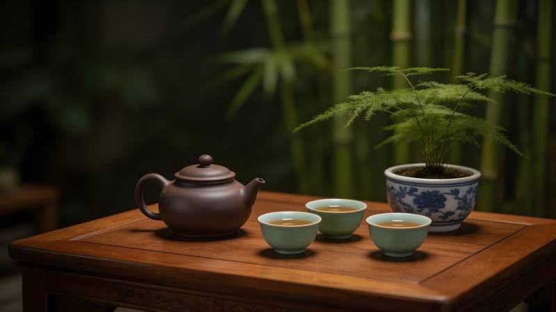 茶香竹影静谧时图片