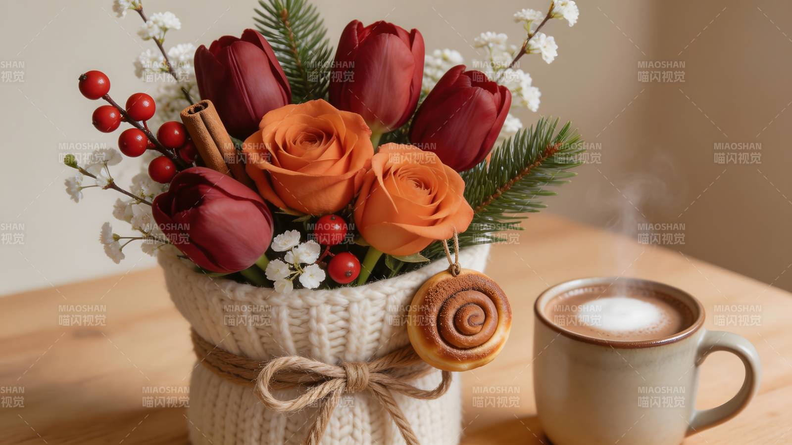 冬日花香咖啡时光图片