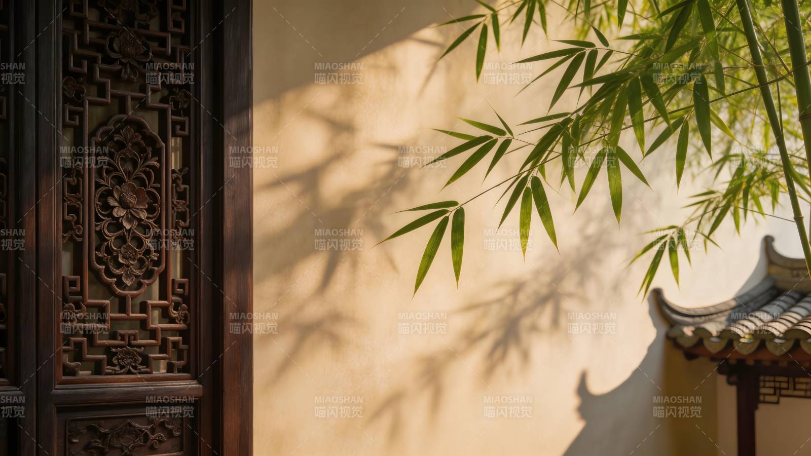 竹影斑驳古韵悠图片