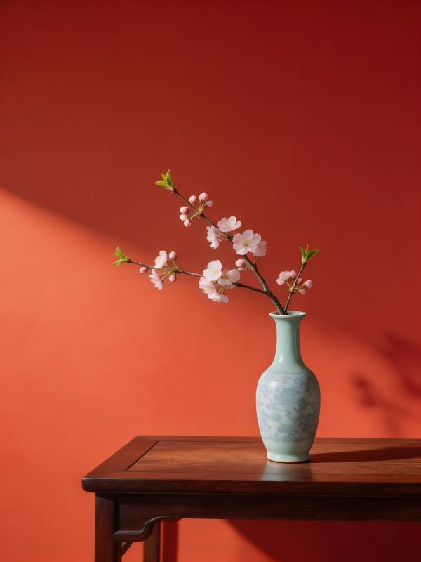 花影映红墙图片