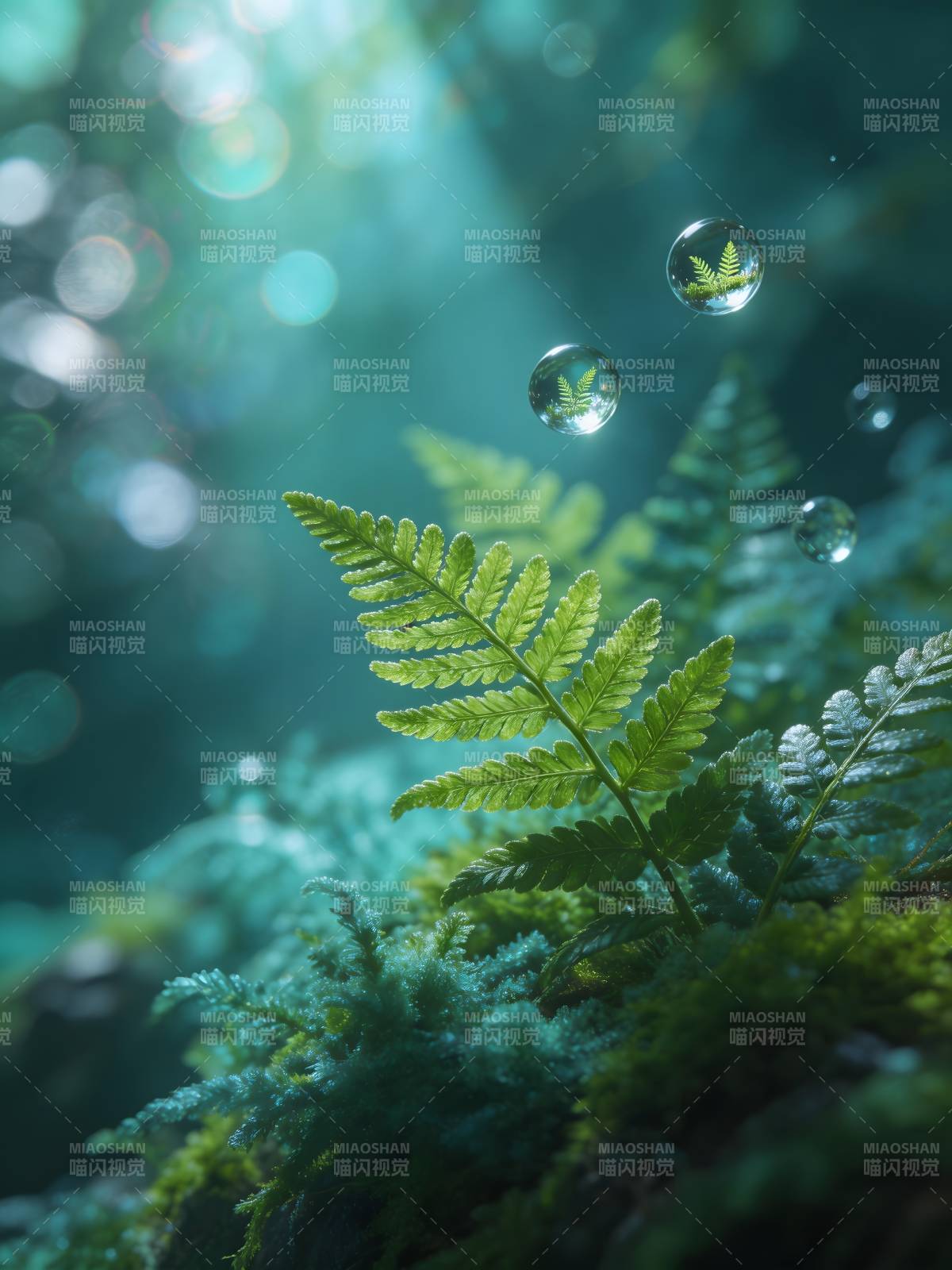 露珠映叶 绿意盎然图片