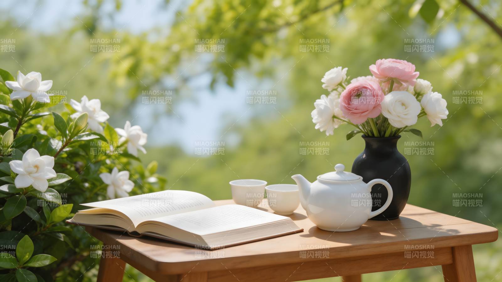 庭院书香茶香图片