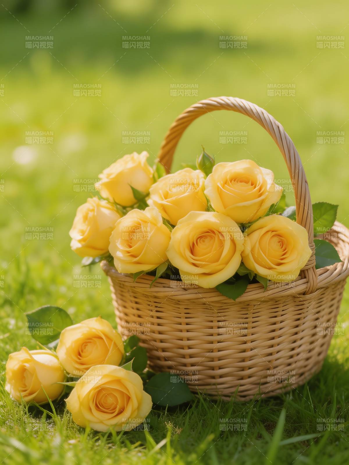 黄玫瑰篮图片