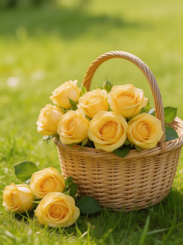 黄玫瑰篮图片