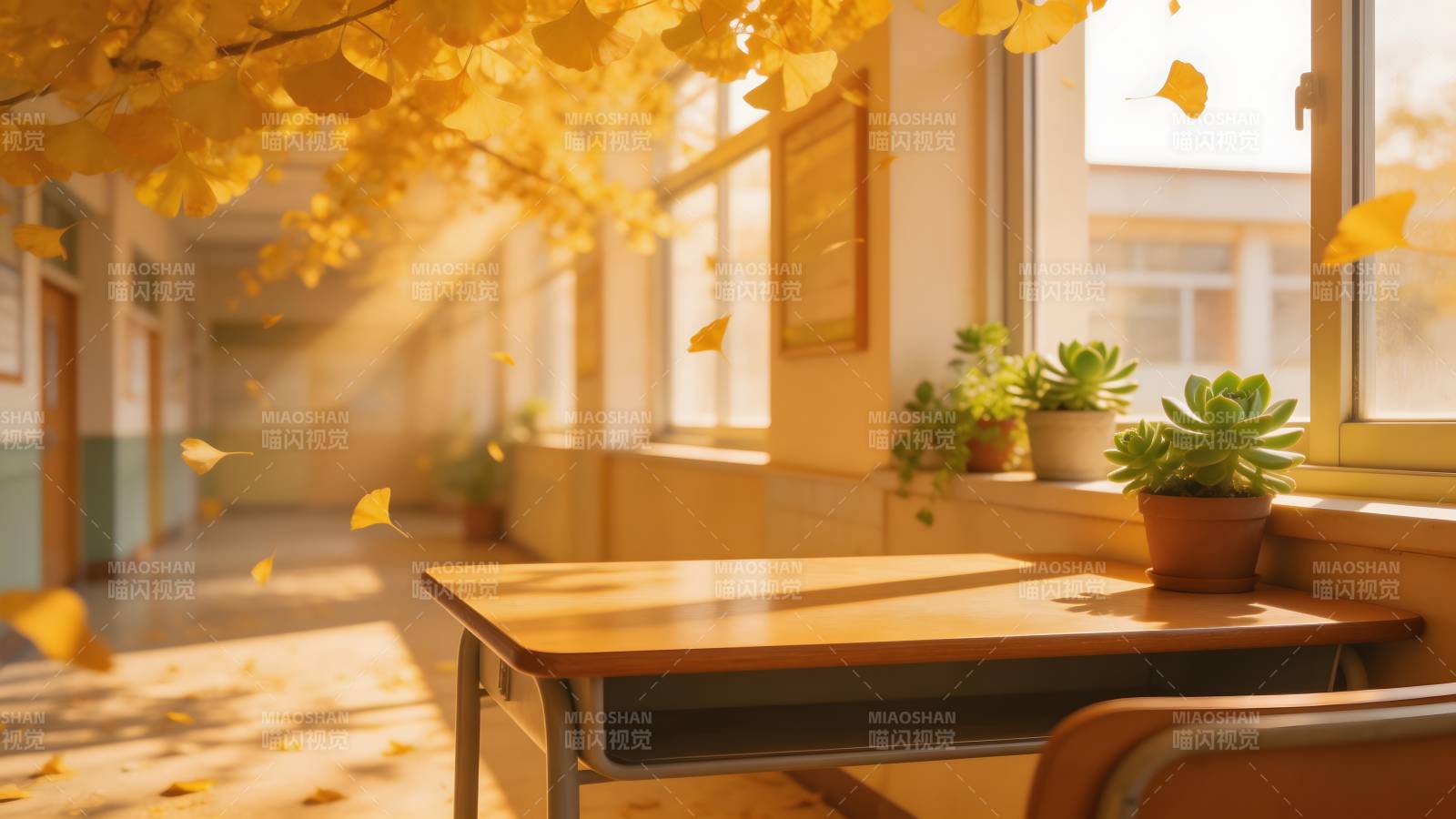 秋日教室静谧时光图片