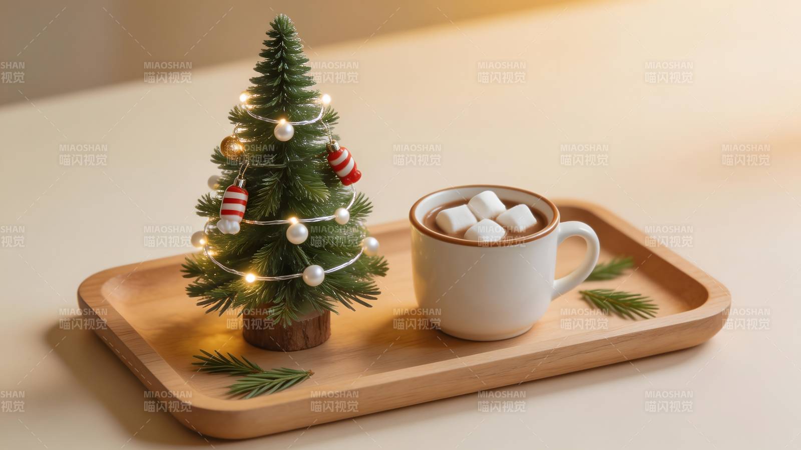 圣诞树与热可可图片