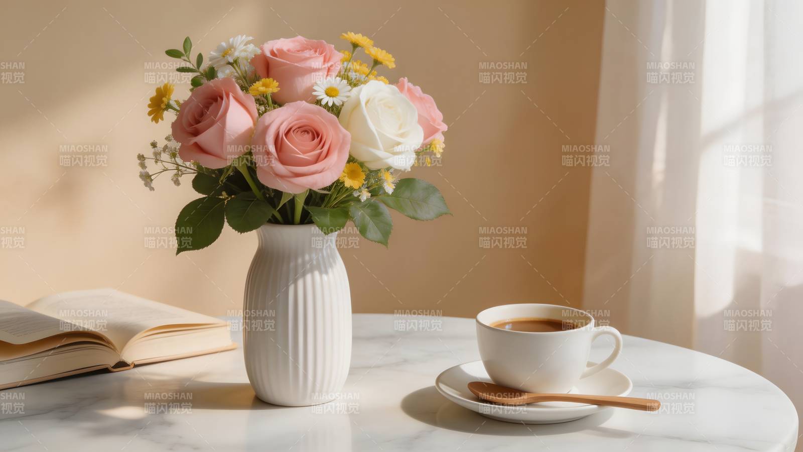 花香咖啡时光图片