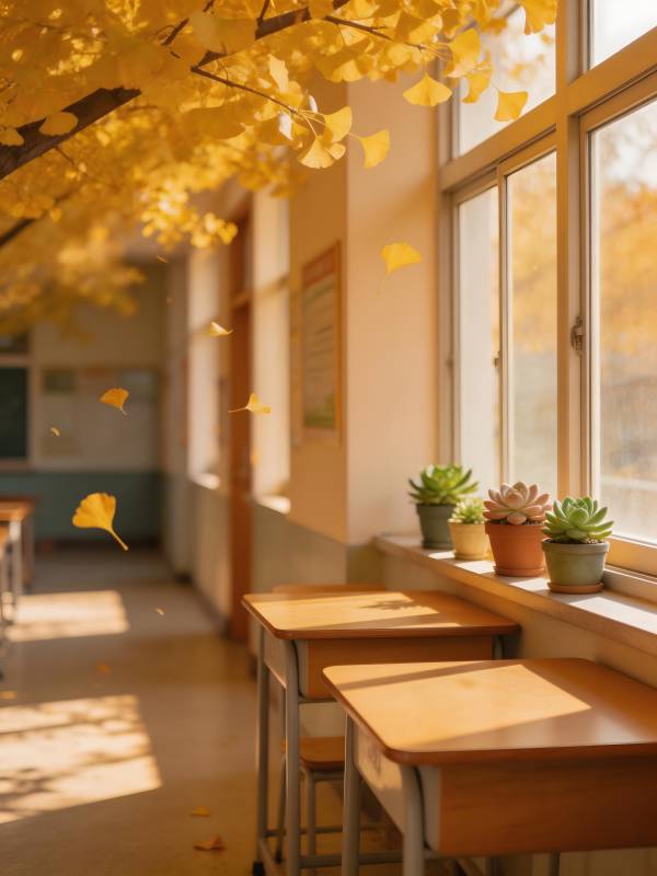 秋日教室静谧时光图片