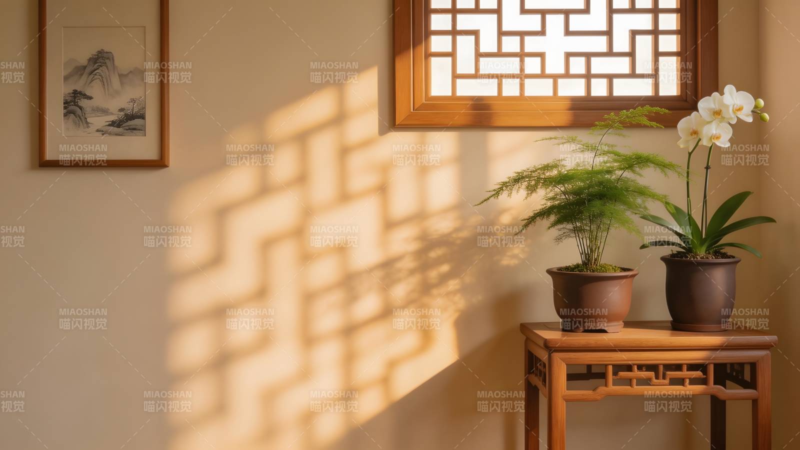 窗影花香静谧室图片