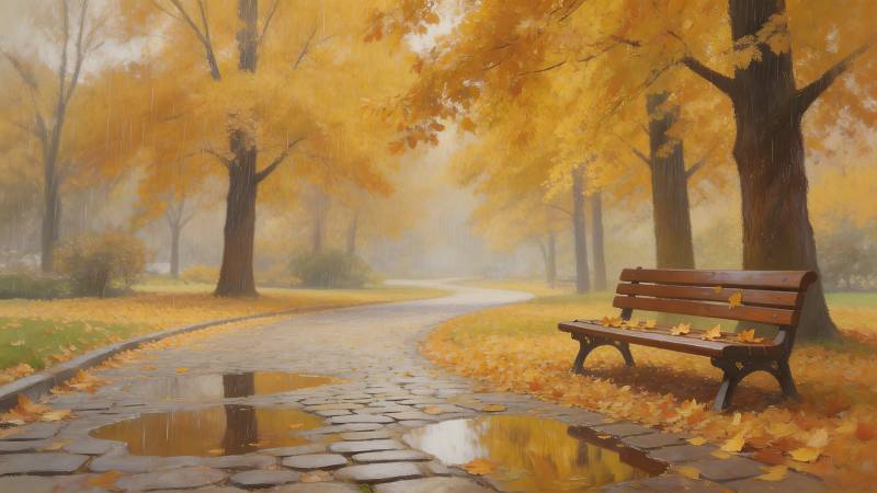 秋日静谧小径图片