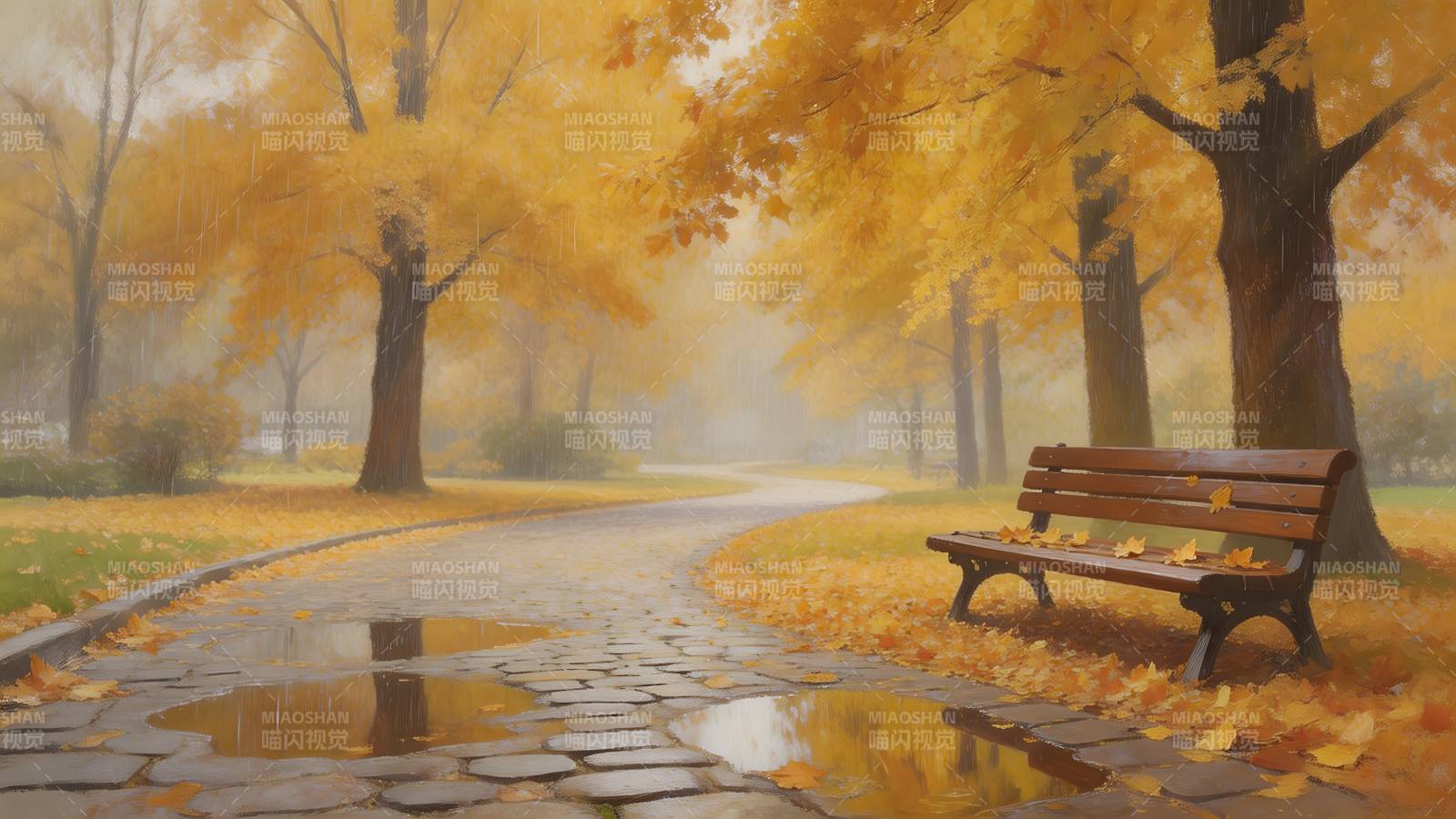 秋日静谧小径图片