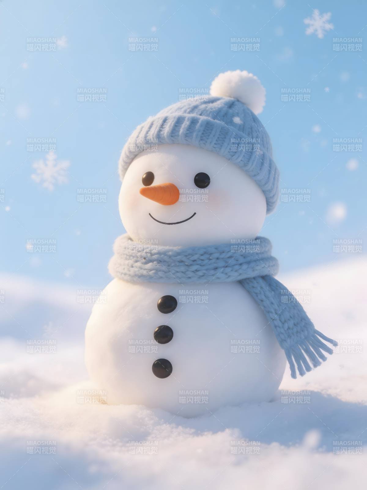 雪人微笑迎冬日图片