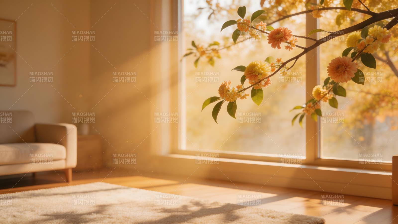 春日暖阳窗景图片