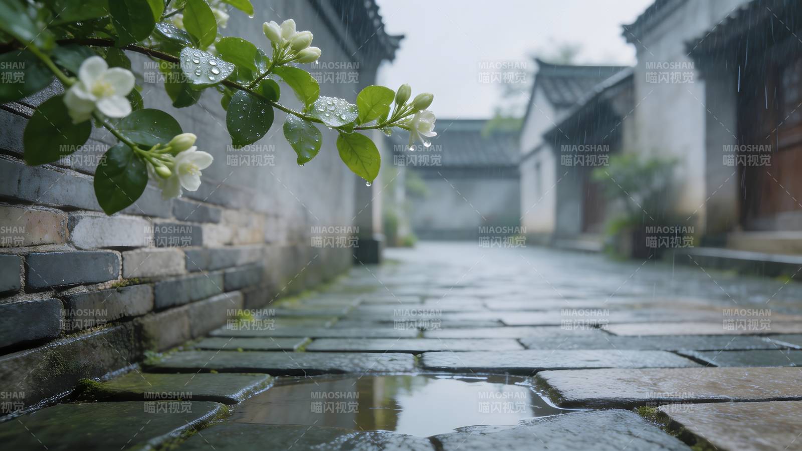 雨巷花影图片