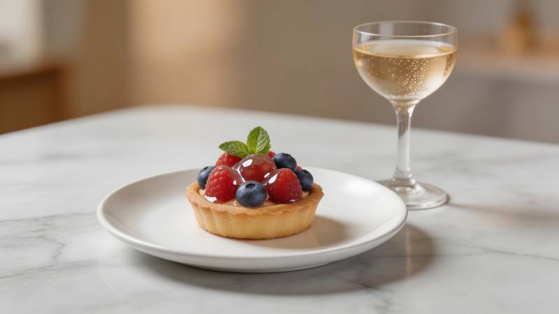 水果塔配香槟图片