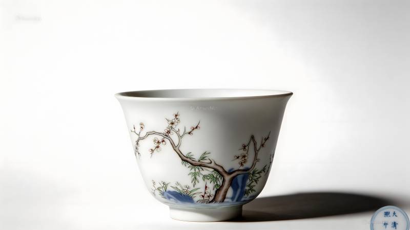 彩绘梅花瓷碗图片