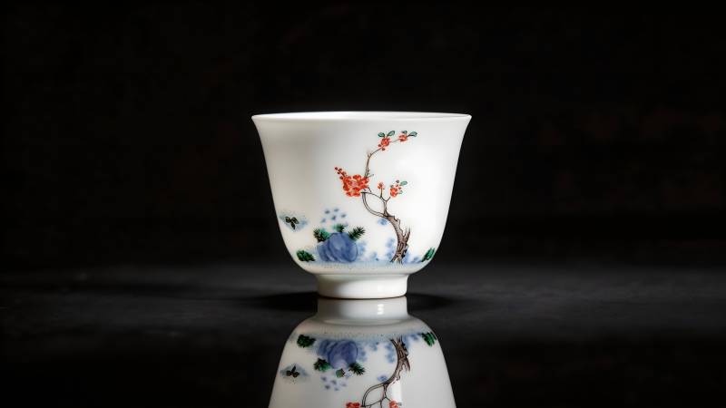 瓷杯梅花图图片